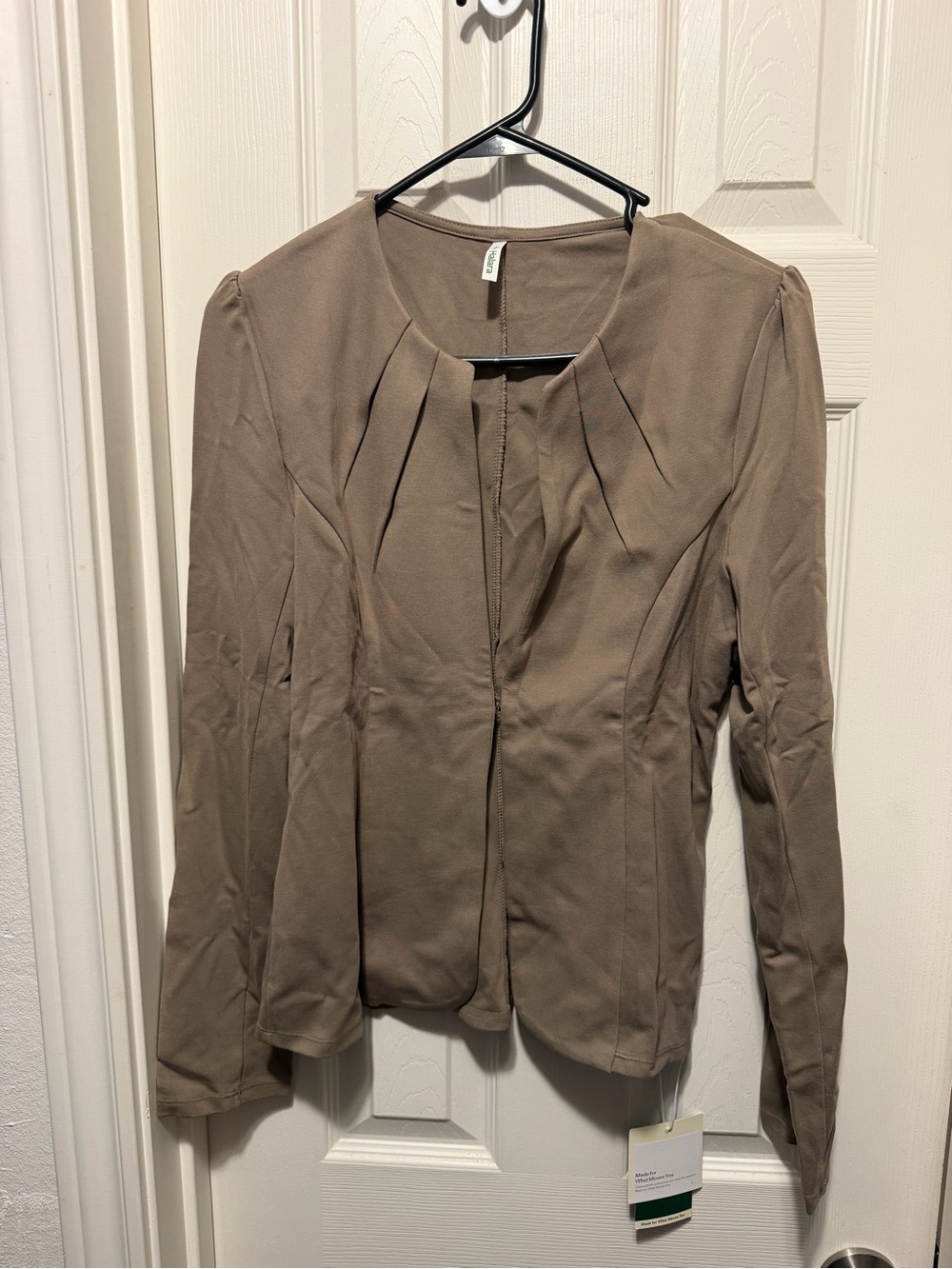 HALARA Taupe Ponte Pleat-Detail Blazer